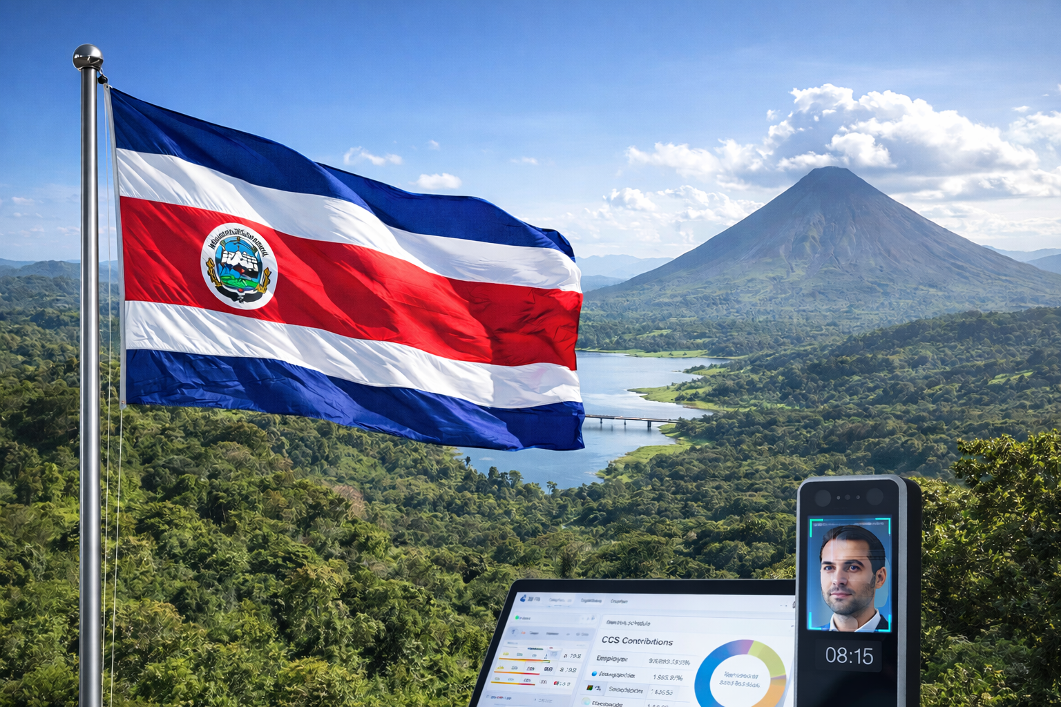 Jornada laboral Costa Rica 2026: CCSS, cargas sociales, control de asistencia biométrico y Lenox HR