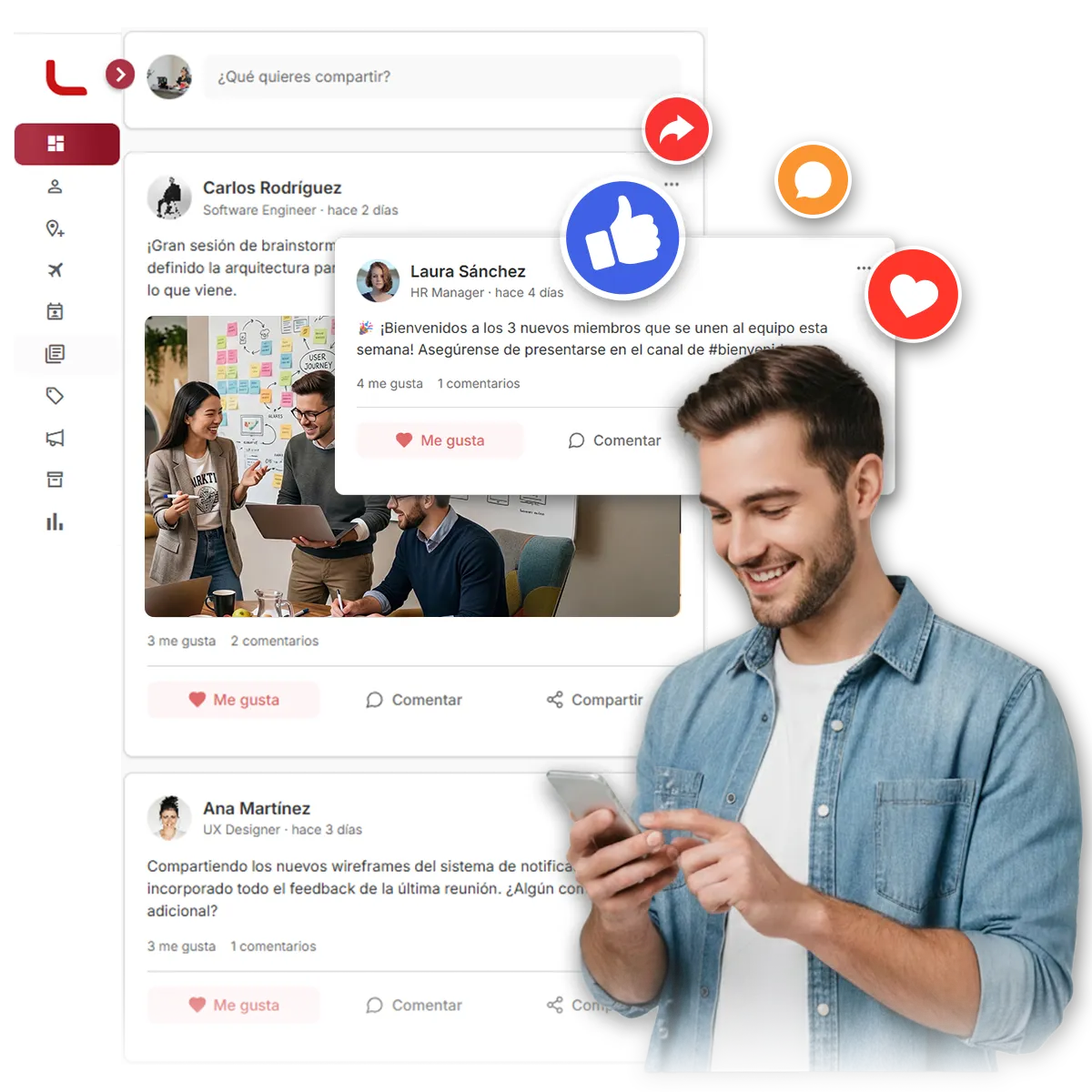 Red social interna y feed de publicaciones en Lenox HR